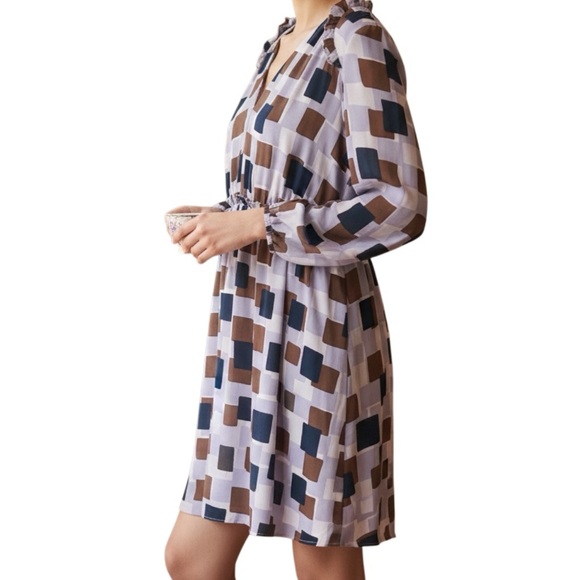 Kate Spade New York Geo Squares Swing Ruffled Dress Size 12 - Picture 4 of 16